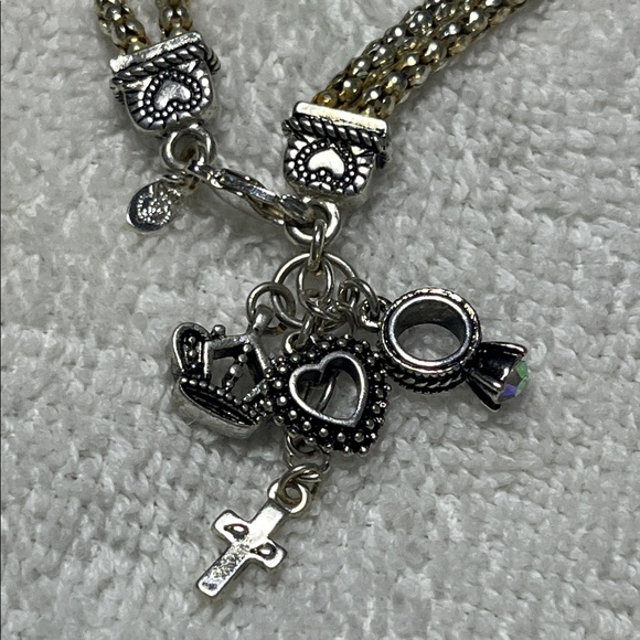 Premier Designs Silver Tone Double Strand‎ Charm Bracelet - Picture 2 of 4